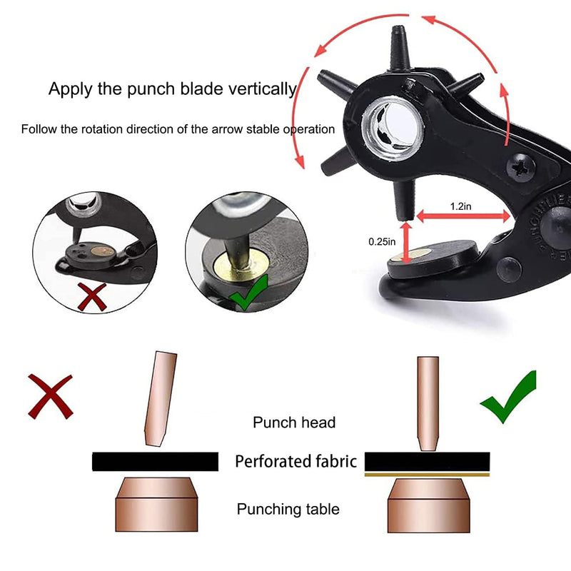 [Australia - AusPower] - Leather Hole Punch,Belt Hole Puncher for Leather, Revolving Punch Plier Kit,Leather Punch Plier for Leather, Belts, Watches, Handbags, Leather Punch Tool for Belts Diameter : 4.5/4 /3.5/3/2.5/2mm. 17oz 