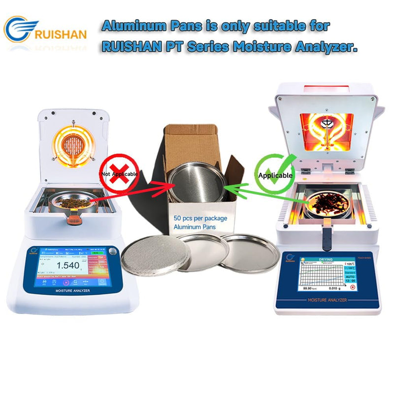 [Australia - AusPower] - Aluminum Sample Pan only Suitable for RUISHAN PT Series Moisture Analyzer, Size 100mm(3.94 inch), Pack of 50. Aluminum Pans for PT Series Moisture Analyzer 