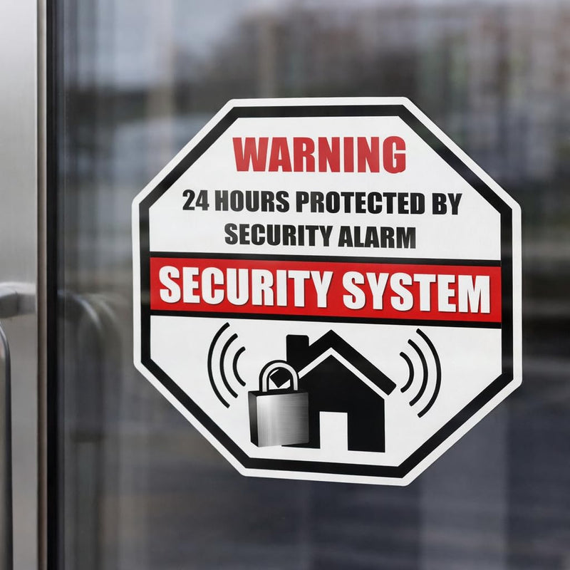 Front Self Adhesive Vinyl Outdoor/Indoor (4 Pack) 89mm X 89mm Home Business Security Burglar Alarm System Window Door Warning Alert Sticker Decals