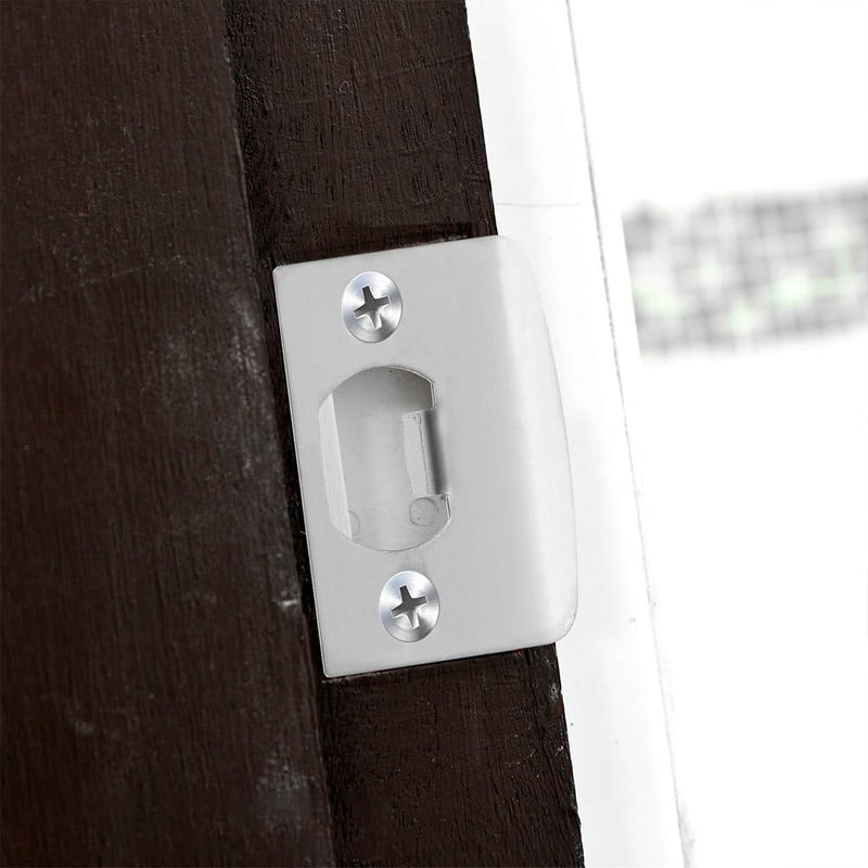 [Australia - AusPower] - DOITOOL 10PCS Door Strike Plate, Full Lip Round Corner Deadbolt Strike Plate, Sliver Stainless Steel Deadbolt Covers Door Reinforcement Kit 
