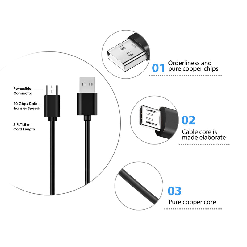 [Australia - AusPower] - 5ft Micro USB Fast Charger Charging Cable Cord Compatible for Barnes & Noble Nook GlowLight 3, Nook Tablet 7,Nook Glowlight Plus, Nook 10 in BNTV650, Barnes Noble Nook Color, for Samsung Nook Tablet 