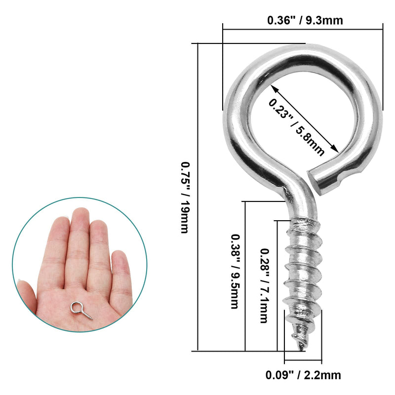 [Australia - AusPower] - 100pcs 3/4 Inch Eye Hooks Screw, 1 x 3/4 Inch Eyes Screws Small Metal Screw Hooks #1 x 3/4 Inch 