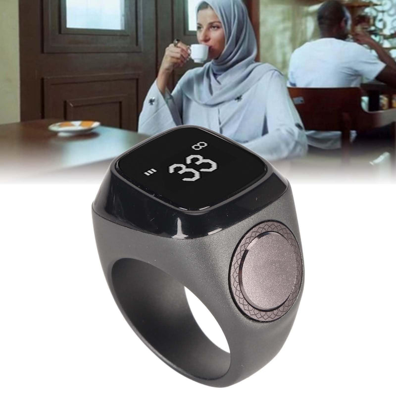 Smart Bluetooth Finger Counter, Smart Muslim Electronic Counter, Rechargeable Step Counting APP Support 0.49in Screen 20MM