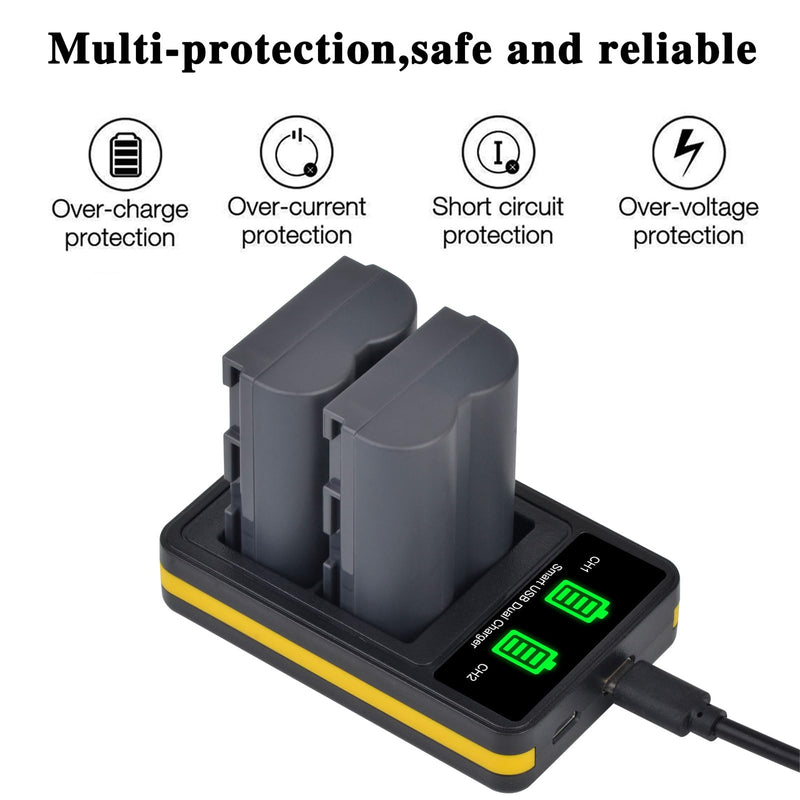 [Australia - AusPower] - 2-Pack BP-511 BP-511A Battery and LED Dual Battery Charger for Canon EOS 5D 10D 20D 20Da 30D 40D 50D 300D D30 D60 Rebel PowerShot G1 G2 G3 G5 G6 Pro 1 Pro 90 Pro 90IS 