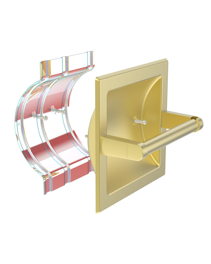 Brushed Gold Recessed Toilet Paper Holder,Pivoting Toilet Tissue Holder,Made of SUS304 Stainless Steel, in Wall Toilet Paper Holder with Bracket Brushed Gold