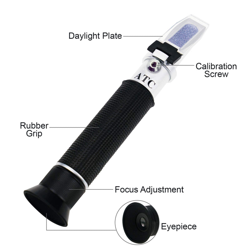 [Australia - AusPower] - Portable Clinical Refractometer with ATC for Urine Specific Gravity RI Measurement of Pet Dog Cat 1.000-1.060RI and Blood Serum Protein 2-14g/dl, Free Pipettes 