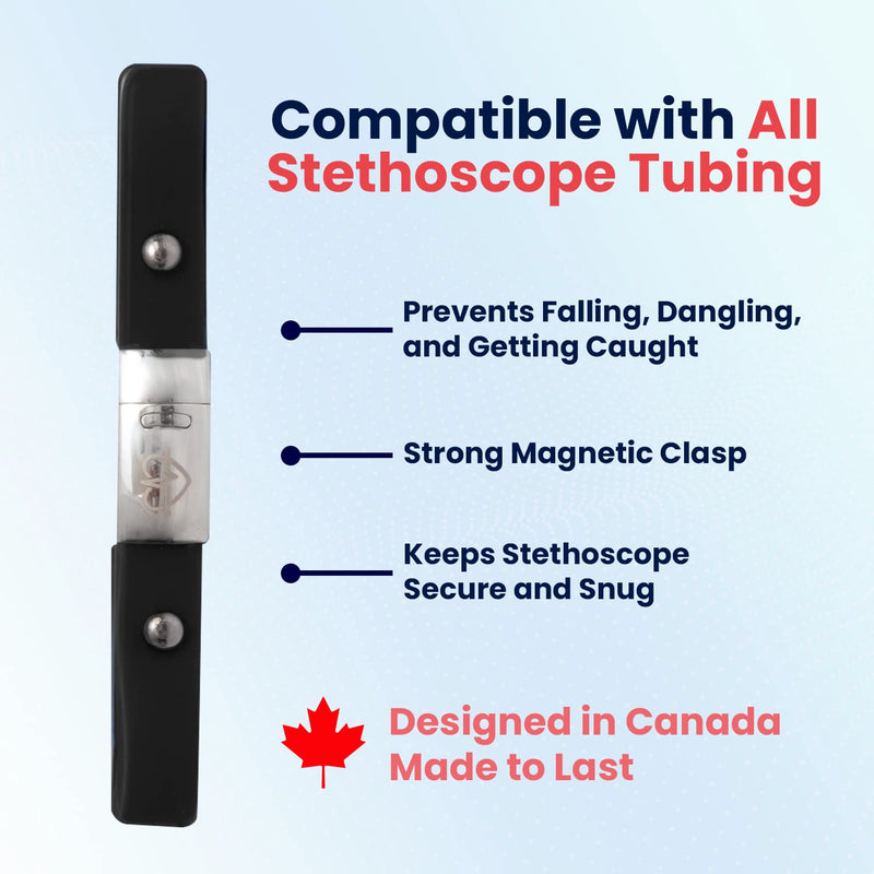 [Australia - AusPower] - Clip for Stethoscopes, Stethoscope Clip for Doctors, Nurses, Medical Students, Stethoscope Accessory Compatible with 3M Littmann Classic III, Lightweight II S.E, and More, Black 