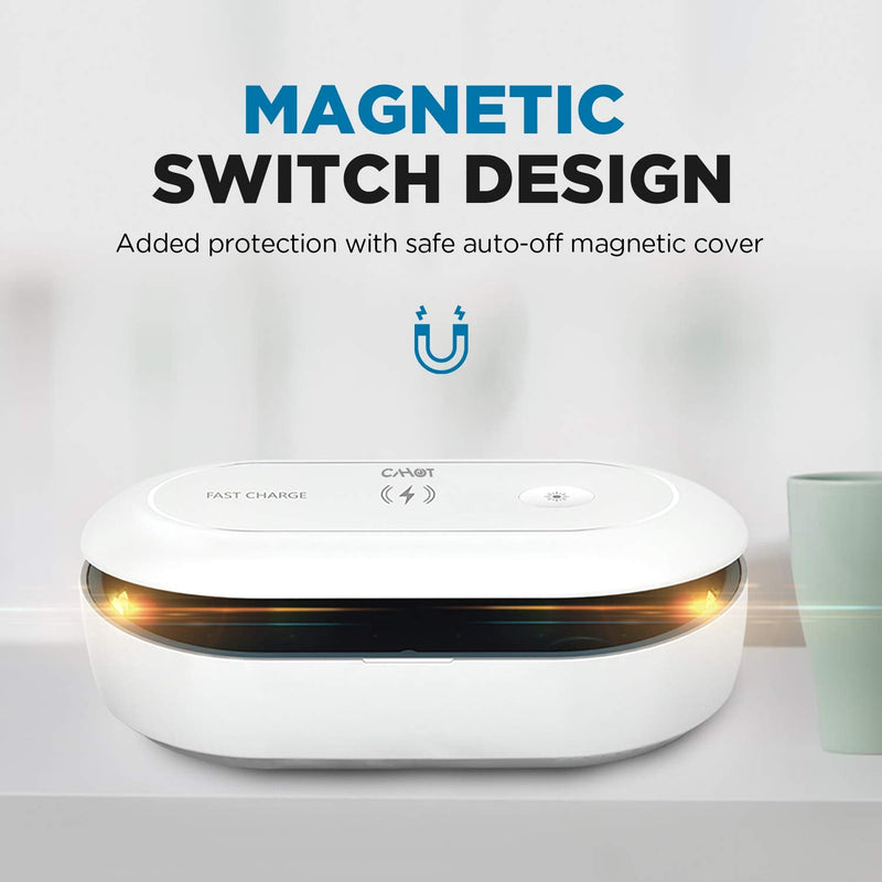 [Australia - AusPower] - UV Light Sanitizer Box, Portable Phone Sanitizer with Aroma Diffuser, Fast Charging for Smart Phone, UV Sterilizer Box for Cell Phone, Jewelry, Watches, Glasses-Blue Blue 
