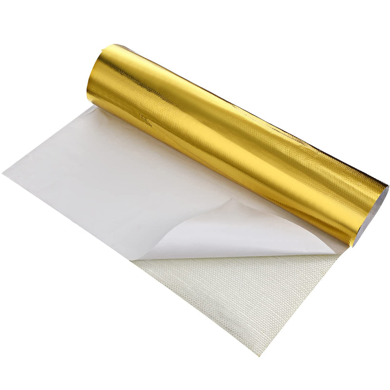 BBTO Heat Reflective Sheet Adhesive Backed Aluminized Fiberglass Heat Shield Tape Protection Barrier Heat Shield Resistant Material for Hose and Auto Use Heat Insulation Sheet(Gold, 48 x 71 Inch) Gold