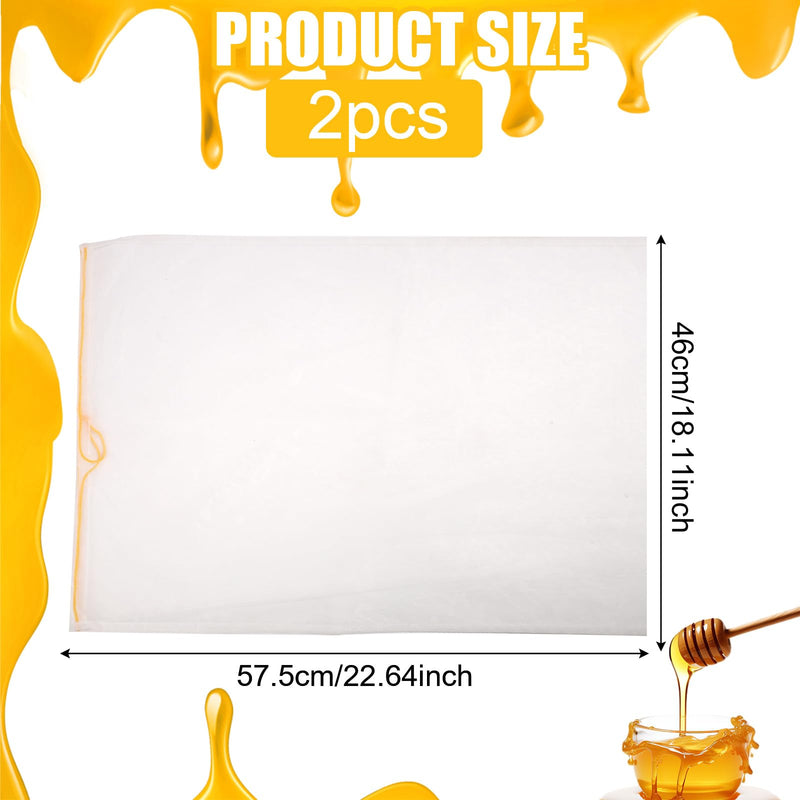 [Australia - AusPower] - PEUTIER Pack of 2 Honey Filter Bags, 57.5 x 46 cm, Fine Mesh Nylon Strainer Bag with Adjustable Drawstring, Reusable Honey Filter Cloth, Nut Milk Bag, Beekeeping Supplies for Beginners for Farmers 