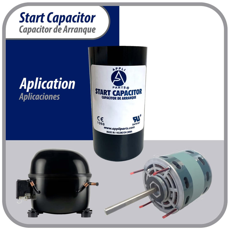 [Australia - AusPower] - Appli Parts Motor Start Capacitor 189-227 Mfd (microfarads) uF 330 VAC Universal fit for Electric Motor Applications 1-3/4 in Wide 3-3/8 in Height CON-189-330 