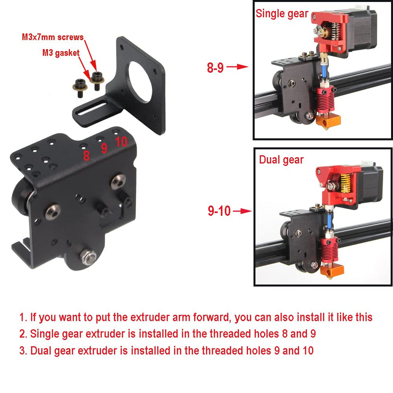 Upgrade Direct Dual Gear Extruder Support Plate Kit with Stepper Motor Easy Print Flexible Filament for Creality Ender 3/CR-10 3D Printer (Direct Plate+Dual Gear Extruder+Stepper Motor) Direct Plate+Dual Gear Extruder+Stepper Motor