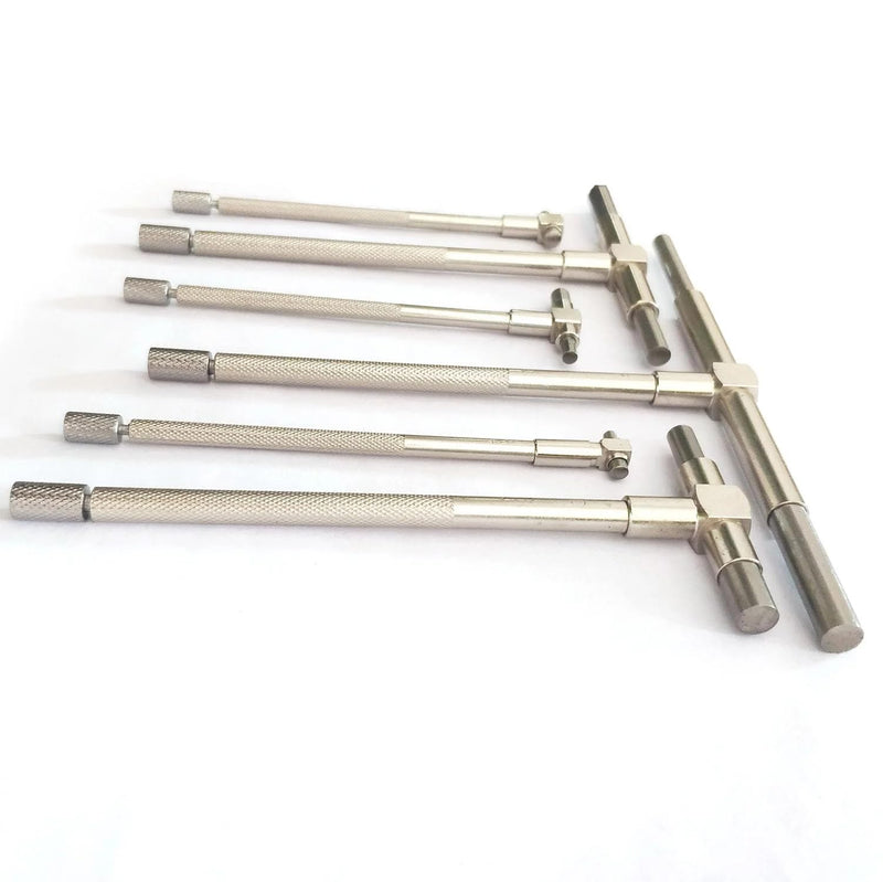[Australia - AusPower] - 5/16'' to 6'' Telescoping Gage Set of 6 pcs T-Bore Hole Gauges Satin Chrome Finished 