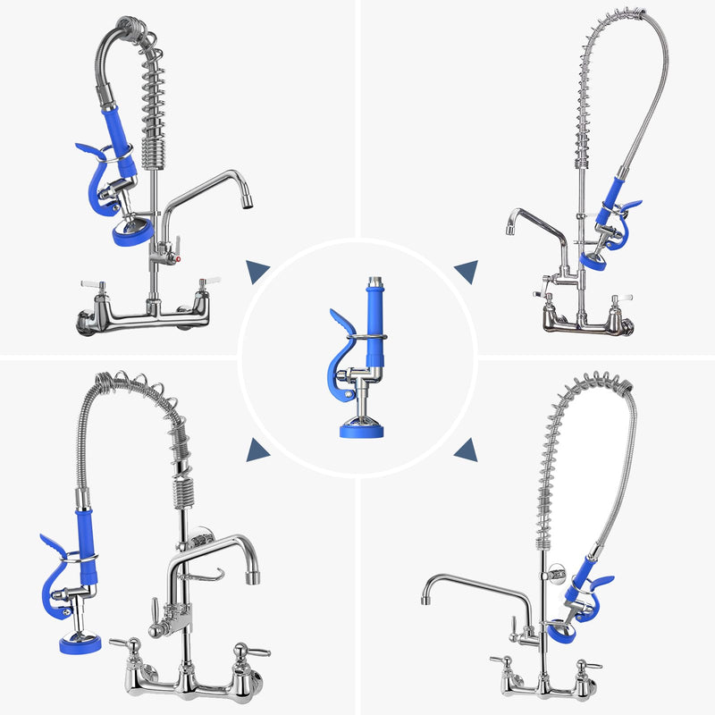 Pre Rinse Sprayer Commercial Sink Sprayer Head,1.42GPM Spray Valve Dish Nozzle with Ergonomic Handle, Commercial Faucet Parts for Kitchen Faucet,Chrome Finished（Blue） Blue Round Sprayer