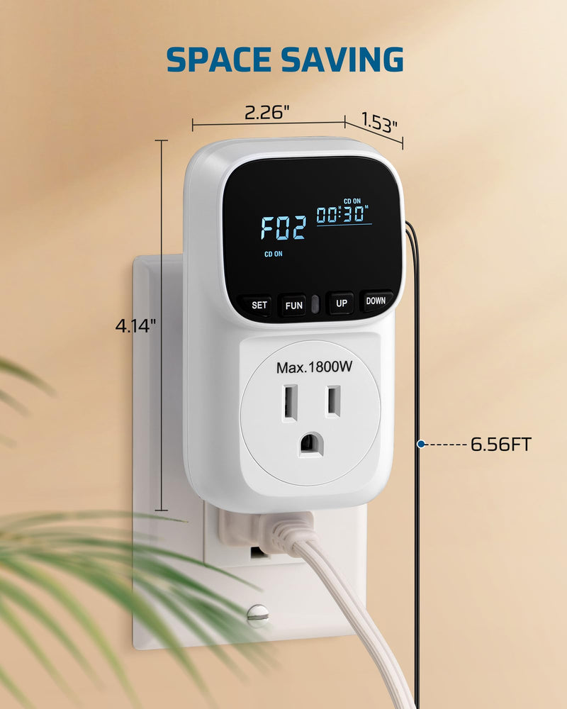 [Australia - AusPower] - DEWENWILS Digital Temperature Controller, Heavy Duty 15A/1800W Thermostat Outlet Plug, VA Display Heating Cooling Control Timer, -40?~210?, Cyclic Timing/Countdown, for Greenhouse Incubator Homebrew 