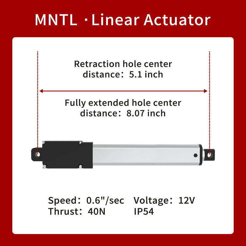 [Australia - AusPower] - Stroke 75mm 40N IP54 Stroke 2.95" Force 8.81 lbs High-Speed 0.6"/sec linear actuator 12v linear motion actuators linear servo for Fan Blades Cabinets Home Automation…with Mounting Brackets 2.95inch 8.81lb 