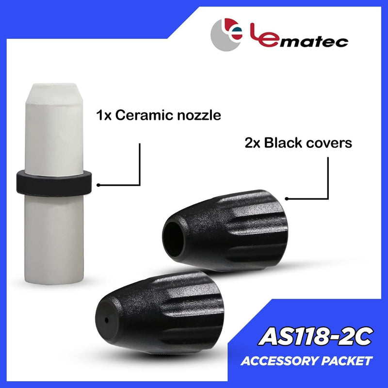 [Australia - AusPower] - LE LEMATEC Accessory Packet for AS118 Sandblaster Gun Kit, Durable Sand Blasting Spare Nozzle Tip For Replacement, Includes 1 Ceramic Nozzle, 2 Black Covers, 1 Storage Case 