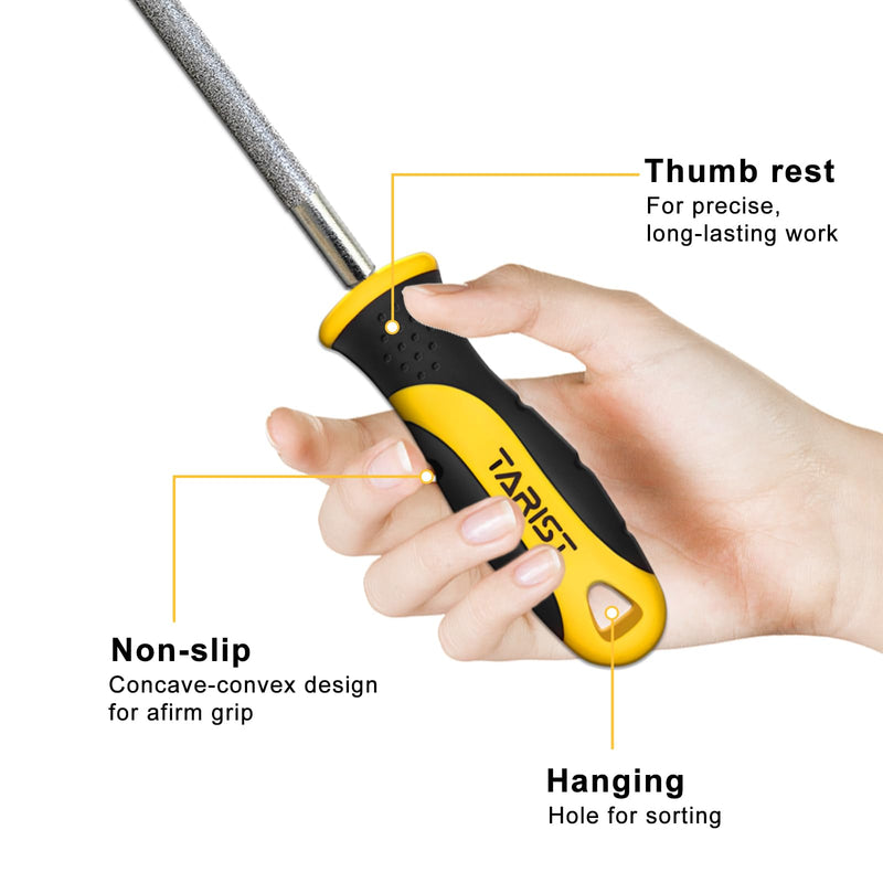 [Australia - AusPower] - TARIST Diamond File Set 3-Piece 200 mm Including Flat/Half Round/Round Files For Sharpening Lawnmower Blades, Garden Shears, Axes - Tool Sharpener for Metal, Tile, Ceramic, Glass, Stone and More 