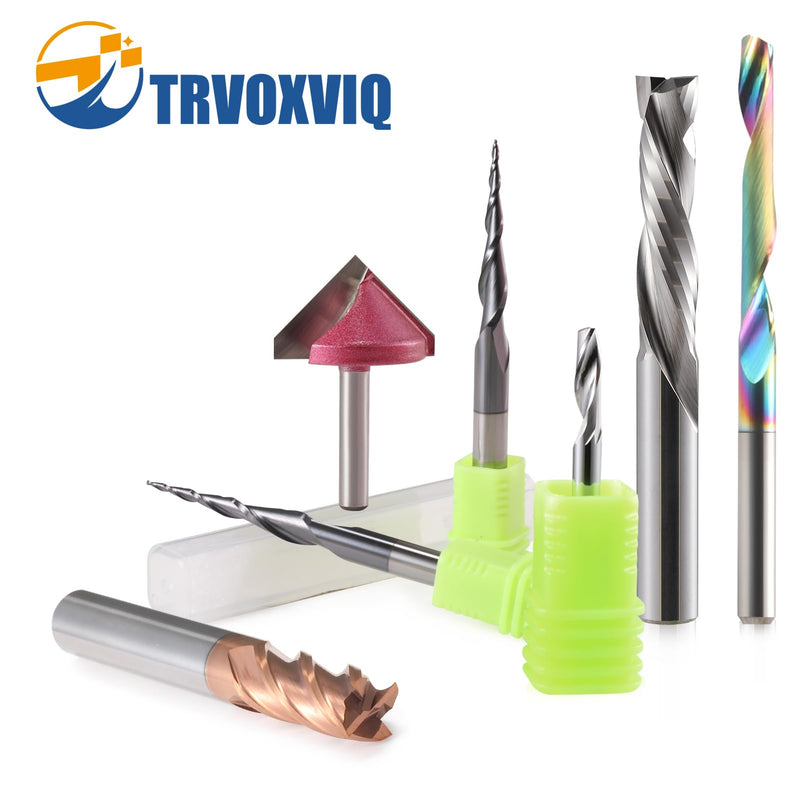 [Australia - AusPower] - Trvoxviq Ball End Mill Conical Milling Cutter for Router CNC 6 mm Shank 2 Flutes End Mill HRC55 Spiral Groove Cutter Bit, 0.5 mm Radius CNC Carving Bits with AlTiN Coating for 2D and 3D Engraving R0.5x6mm 