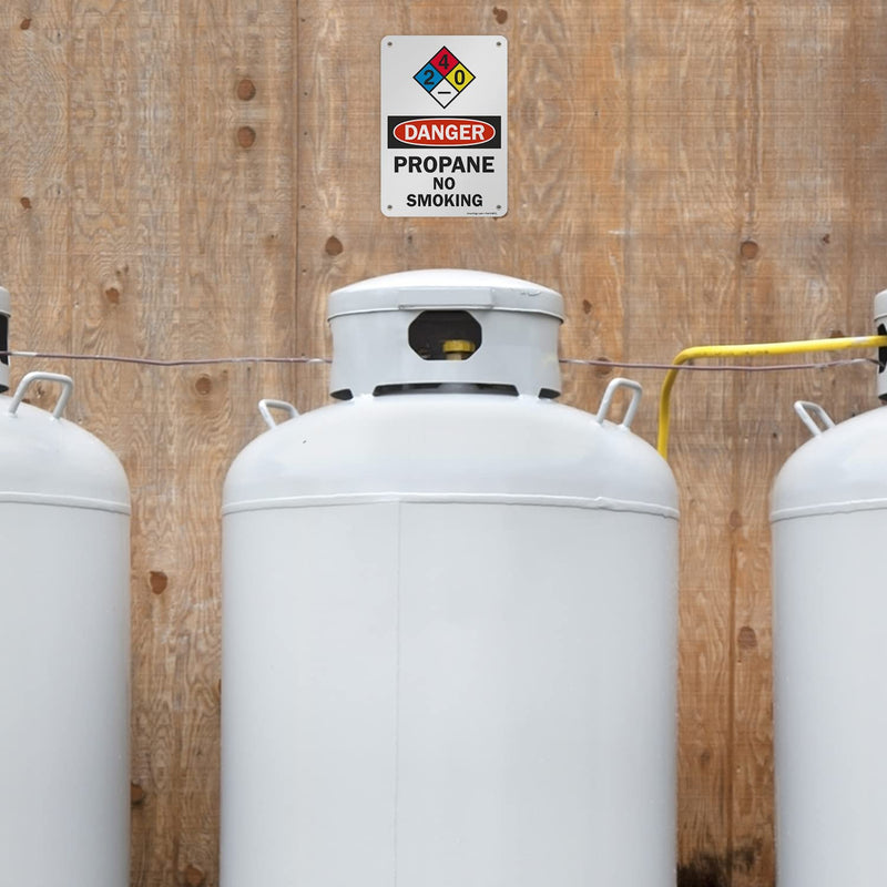 [Australia - AusPower] - SmartSign "Danger - Propane, No Smoking" NFPA Sign | 7" x 10" Aluminum 10" x 7" 