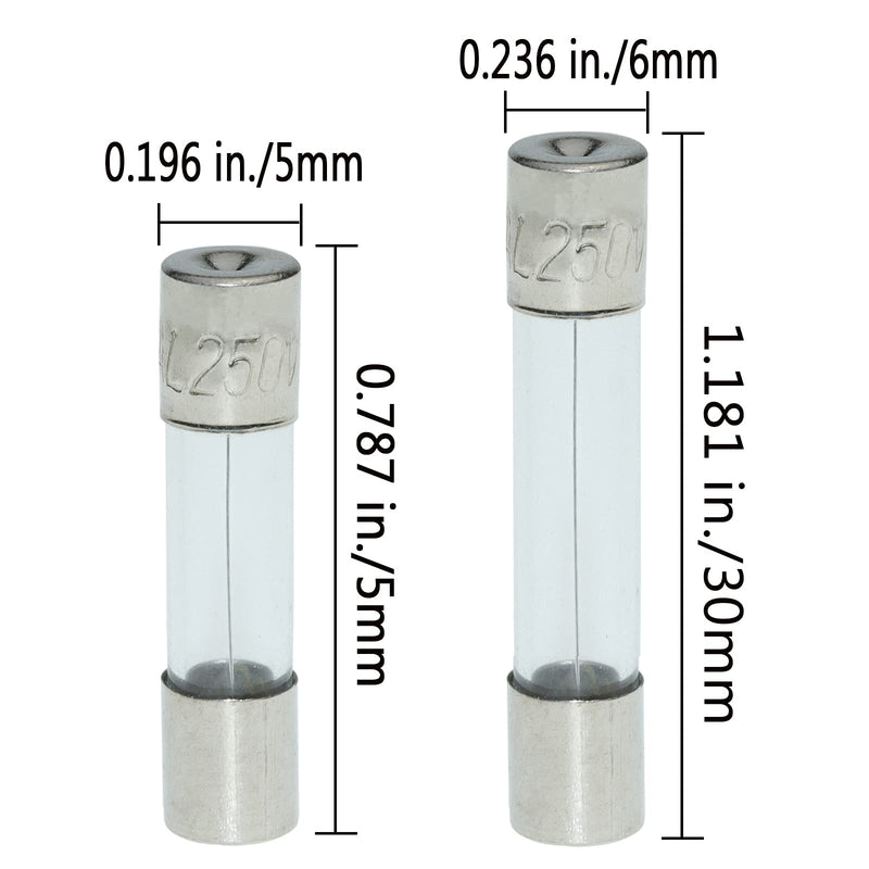 AUKENIEN 24 Values 400 Piece Glass Fuse Set 5 x 20 mm 0.25A 0.5A 1A 1.6A 2A 2.5A 3.15A 4A 5A 6.3A 8A 10A 12A 15A 20A 250V 6.3x32 6x30 mm 0.5A 1A 22 A 3A 5A 5A 10A 15A 20A Glass Fuses Assortment