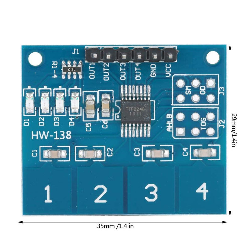 [Australia - AusPower] - 5Pcs Touch Switch Module,TTP224 Digital Capacitive Touch Sensor Switch,4 Channels Touch Sensor Switch Digital Sensor Electrical Equipment 