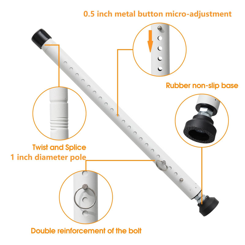 Sliding Door Security Bar, 17-51 inch Adjustable Patio Door Security Bar Childproof Window Safety Bar for Apartment Bedroom Bottom of Door Heavy Duty Interior White