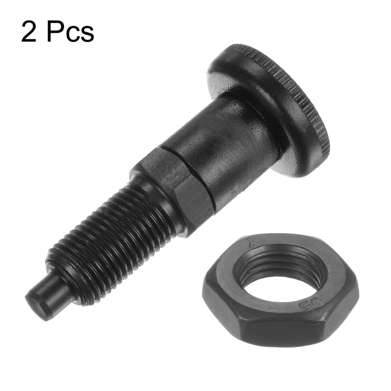 [Australia - AusPower] - HARFINGTON 2pcs Push Fit Ball Nose Spring Plunger M10x1Thread 5mm Pin Dia.Carbon Steel Return Knob Plunger Non-Locking Retractable Index Plunger for Industrial Equipment, Black 