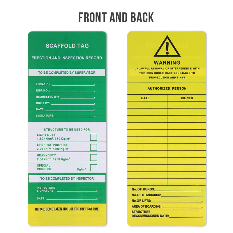 Scaffold Status Holder and Safety Inspection Tags - Do Not Use Scaffold - 10 Pcs