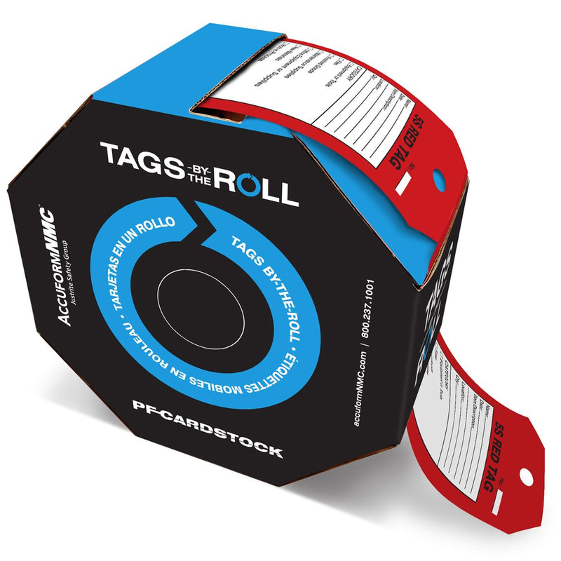[Australia - AusPower] - 100 Tags by-The-Roll, 5S Red Tag, US Made OSHA Compliant Tags, Waterproof PF-Cardstock, Resists Tears, 6.25"x3", TAR162 100 Tags 