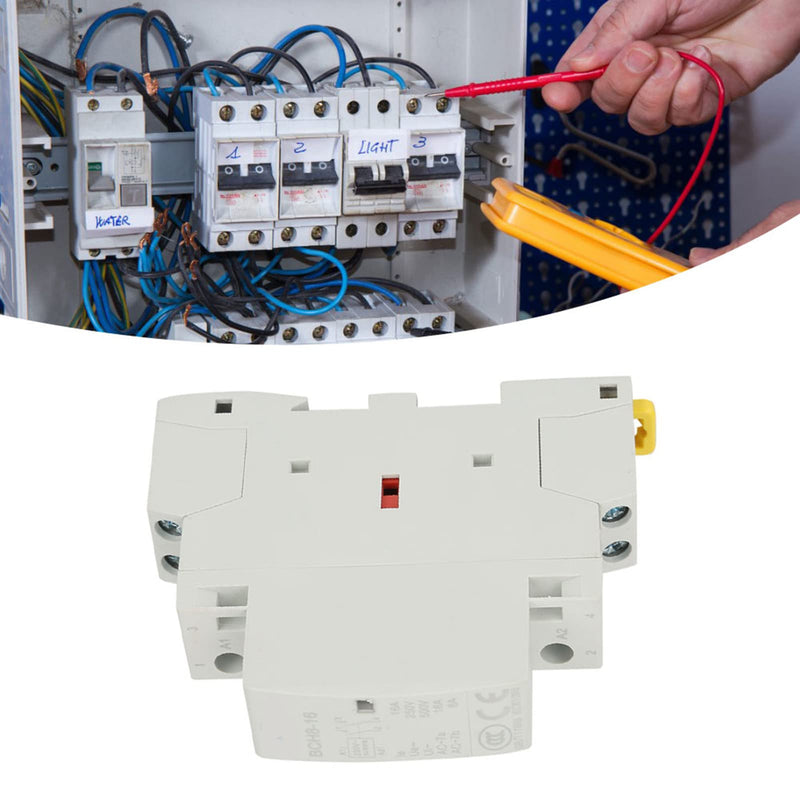 [Australia - AusPower] - Contactor 230 V, Relay 230 V DIN Rail Installation Contactor DIN Rail 2P 16 A 220 V/230 V 1NO 1NC 50/60 Hz Household AC Contactor for DIN Rails Electrical Technicians and Hobbyists, Default 