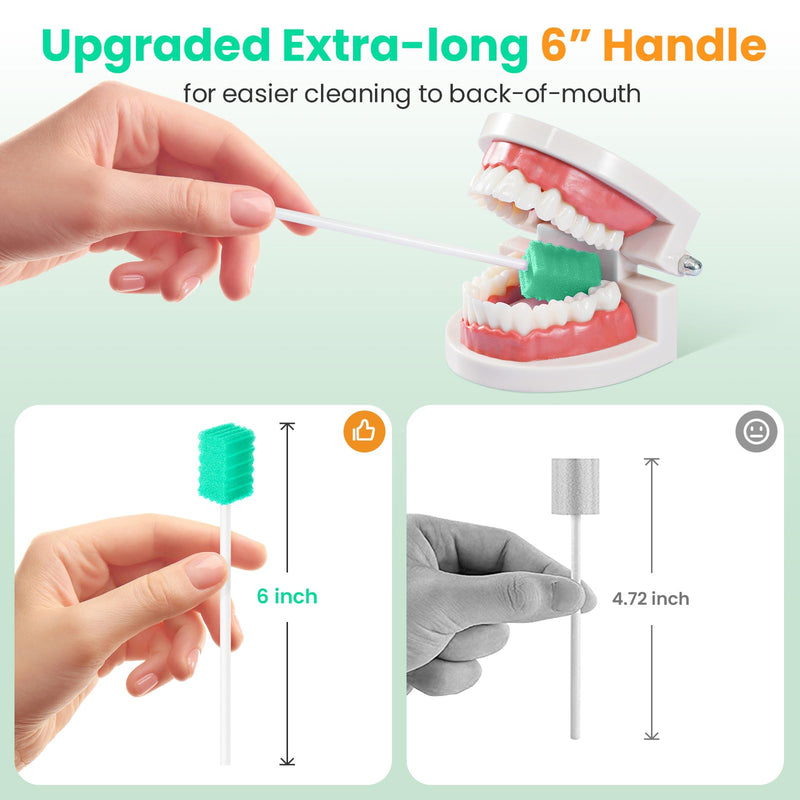 [Australia - AusPower] - Oral Swabs Disposable - Longer Medical-grade Mouth Swabs Individually Wrapped - Safe & Professional (Aqua 200 Counts) Sky Blue 