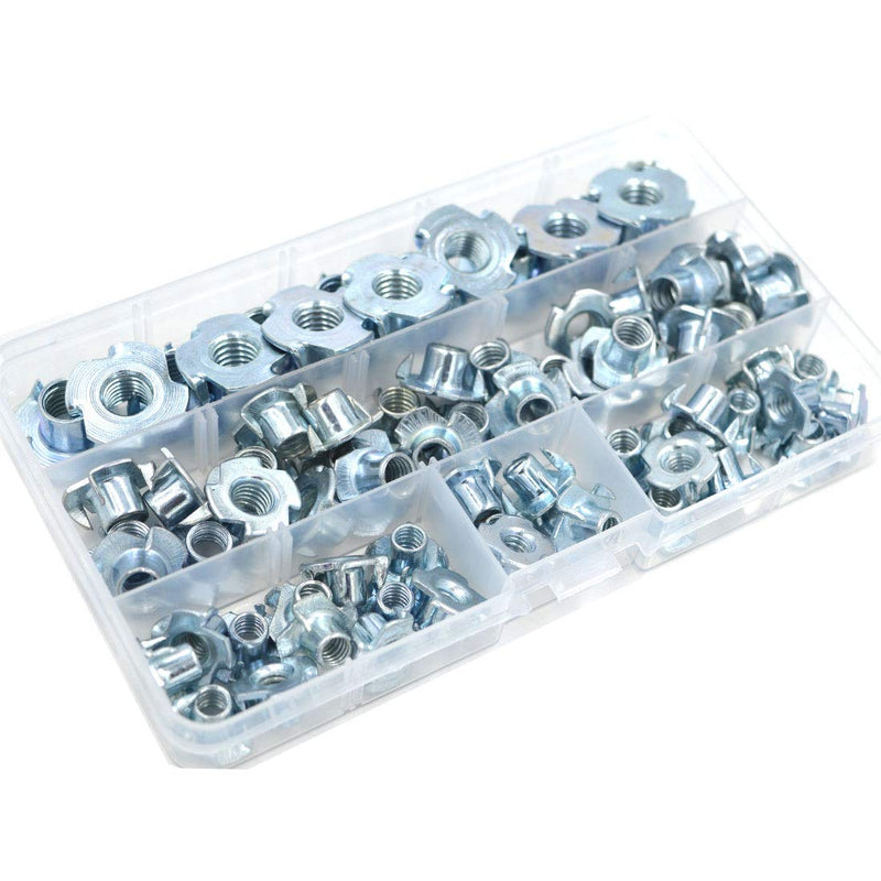 [Australia - AusPower] - T Nuts 1/4"-20 5/16"-18 3/8"-16, SpzcdZa 75Pcs T Nut Zinc Plated Steel T-Nuts 4 Pronged Tee Blind Nuts Assortment Kit for Wood, Rock Climbing Holds, Cabinetry, Furniture etc. 1/4",5/16",3/8"Assortment Kit(75pcs) 