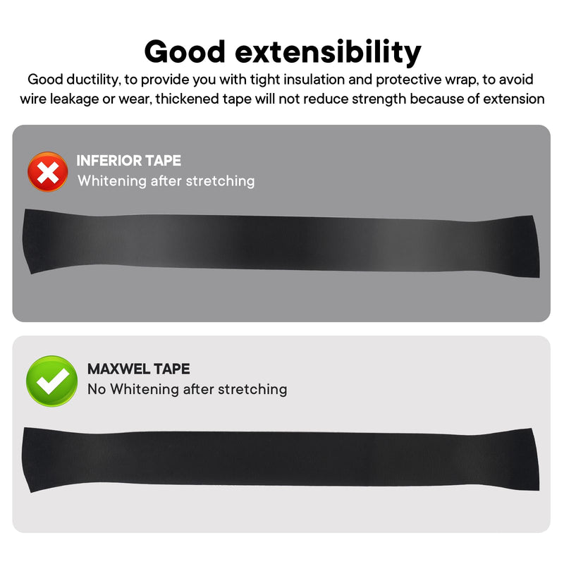 [Australia - AusPower] - 4 Pack Black Electrical Tape，0.70 in x 72ft，Waterproof High Temperature Electric Tape Weatherproof Home Outdoor Multipurpose Insulating Wire Wrapping 