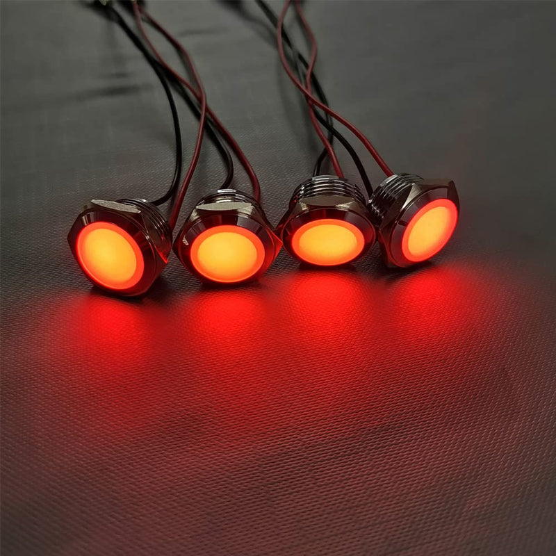 Formed 4 pieces 110V-230V 20mA energy saving indicator, metal indicator lamp, waterproof signal lamp, hole size 16 mm, red LED (head with spherical surface) Red (230 V)