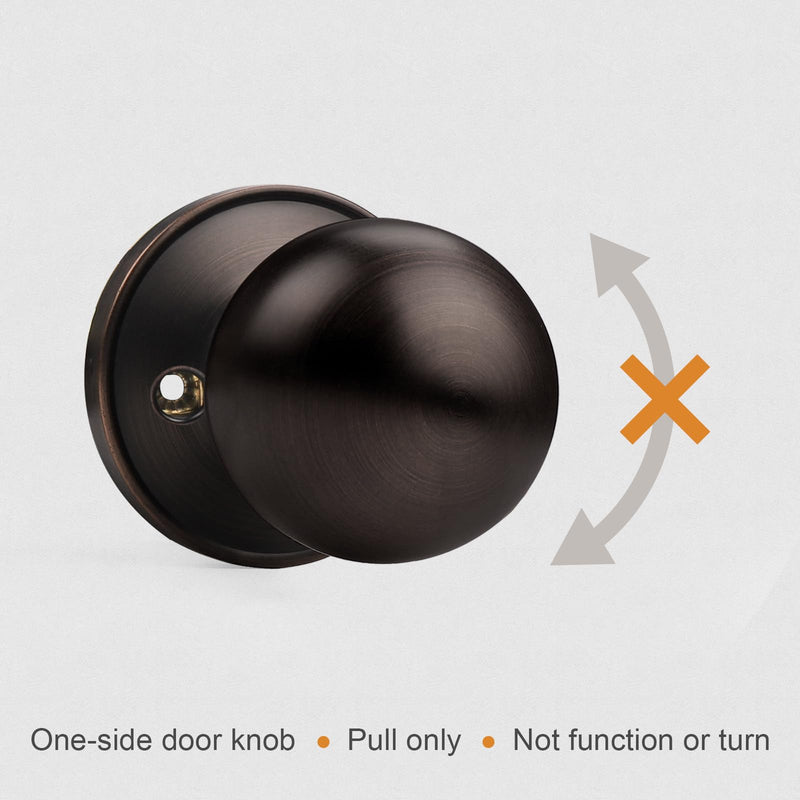 Probrico One Sided Dummy Levers 4 Pack Oil Rubbed Bronze Door Knobs Non-Turning Function for French Doors, Classic Round Ball Knob