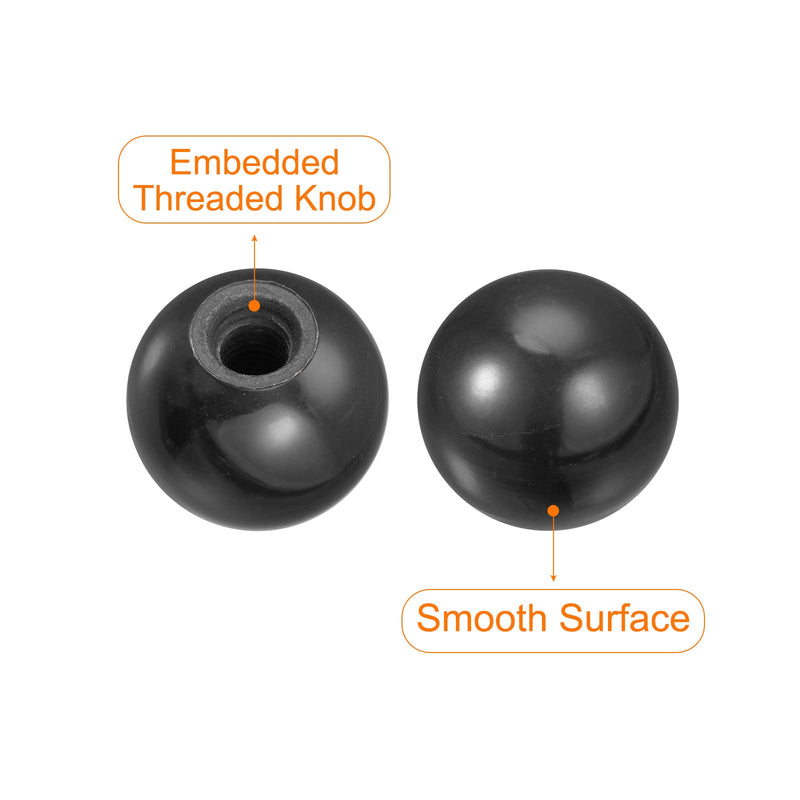 [Australia - AusPower] - uxcell 12Pcs Threaded Ball Knobs, M10 Female Thread Thermoset Ball Knob 1.37'' Dia Black Round Operation Ball Handles Embedded Threaded Knob for Machine Handle Tool Replacement M10x1.37'' 