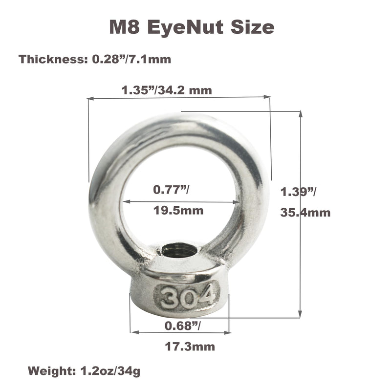 [Australia - AusPower] - 10 Pcs M8 Stainless Lifting Eye Nuts Thread Ring Shoulder Metric EyeNuts Fastener 