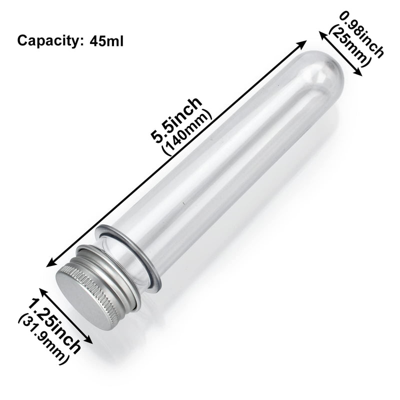 30 PCS Plastic Test Tubes with Screw Caps 45ml Clear Tubes for Scientific Experiments, Party Decoration, Sample, Candy, Bath Salt, Storage 30