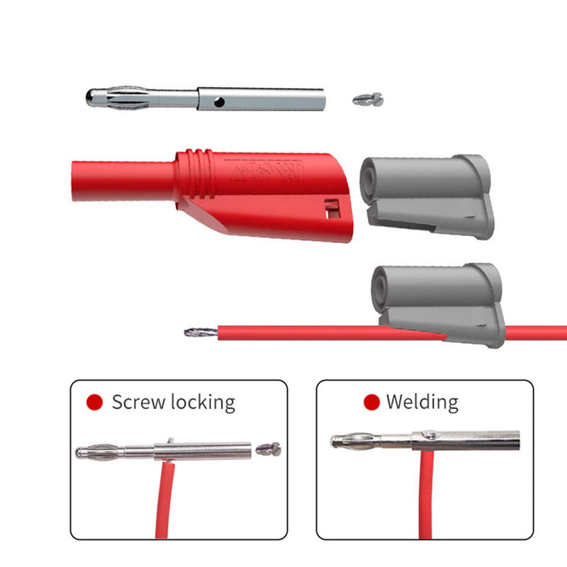 [Australia - AusPower] - Cleqee Pack of 10 4 mm Stackable Coated Banana Plugs Safety Fully Insulated Solderless Screw Mounting DIY Connector Red Black Red & Black 