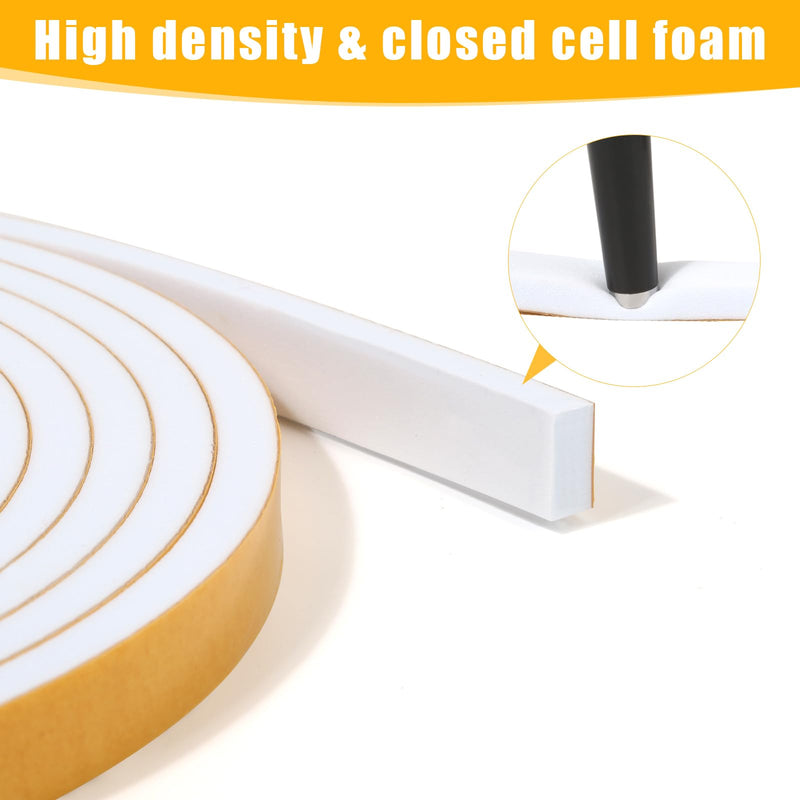 [Australia - AusPower] - 16Feet Weather Stripping Seal (1/2 Inch X 1/4 Inch) for Door Window, High Density Foam Tape, Soundproofing, Insulation Strip, Door Sealers for Door Frame- White 1/2 Inch X 1/4 Inch X 16Feet 