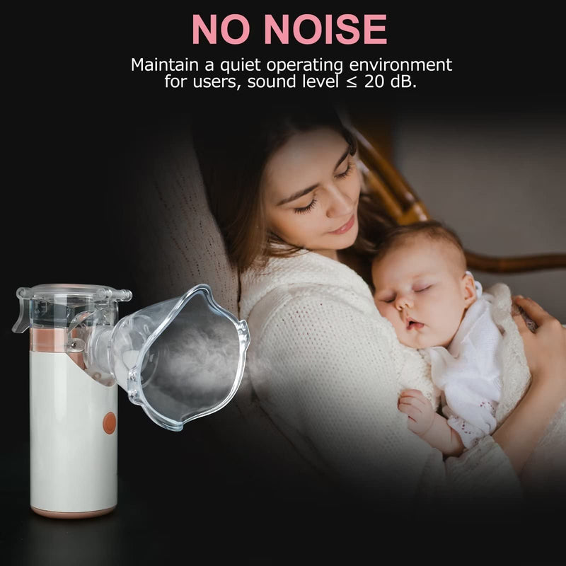 Portable Nebulizer, Ultrasonic Mesh Nebulizer with Two Working Modes, Rechargeable Nebulizer of Cool Mist, Nebulizer Machine for Adults & Kids (Pink)