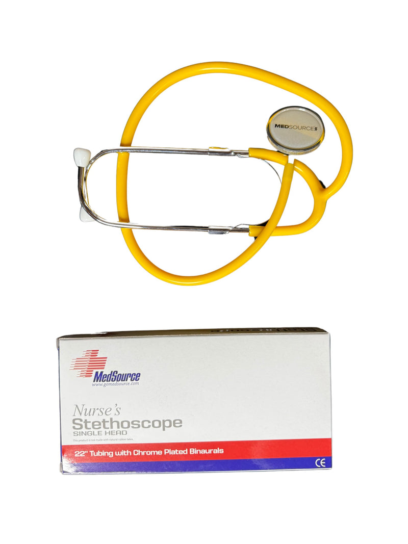 [Australia - AusPower] - Stethoscope – 22” Long Tubing, Lightweight Stethoscope with Aluminum Chestpiece – Single Head, Acoustic Sound Yellow Doctors, Nurses, Students, Medical and Home Use 1 