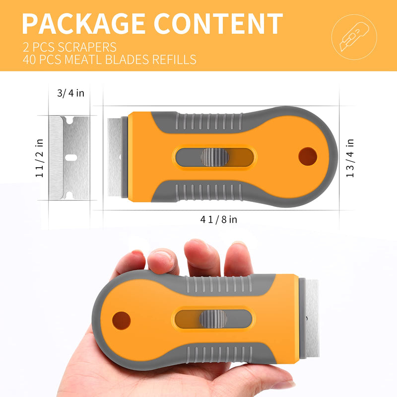 Razor Blade Scraper, 1 Pack Plastic Retractable Glass Scraper with 20 Pcs Extra Razor Blades, Windshield Sticker Remover for Windows Metal Vinyl Car Glue 1 PCS