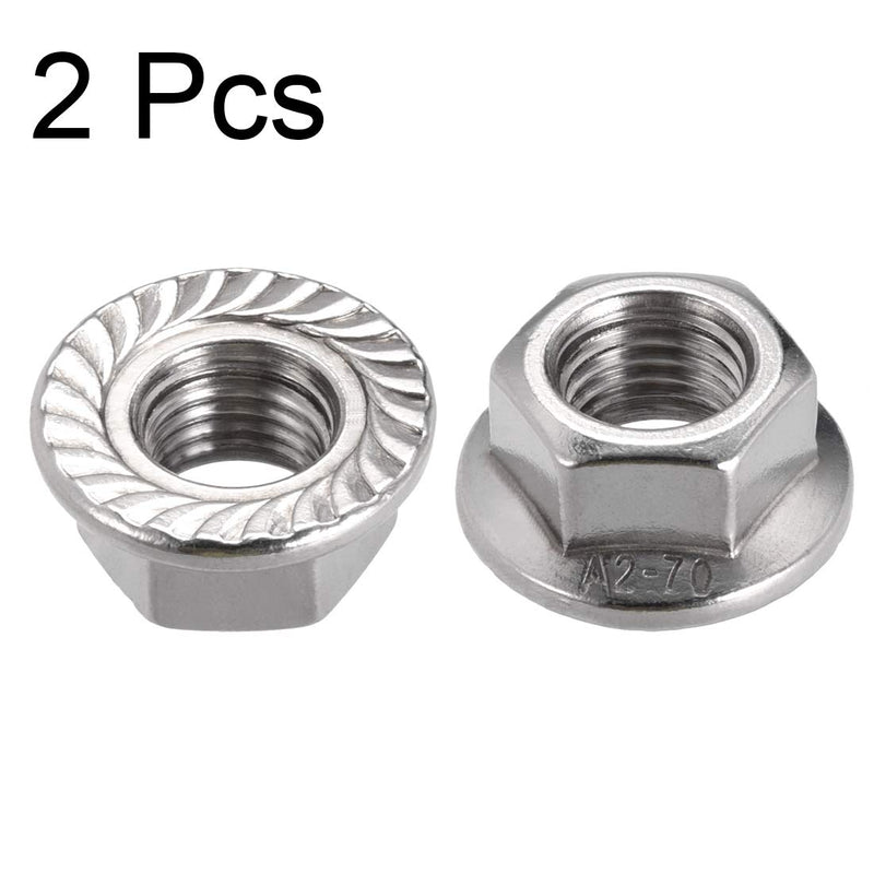 [Australia - AusPower] - uxcell M16 Serrated Flange Hex Lock Nuts, 304 Stainless Steel, 2 Pcs 