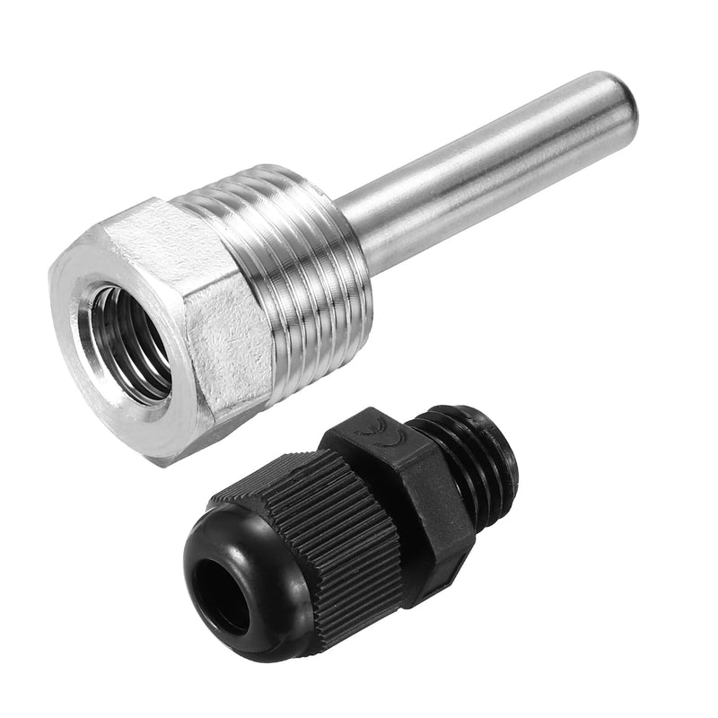 [Australia - AusPower] - uxcell 8mm Dia G1/2 Thermowell Weldless Stainless Steel 304 with Cable Gland 50mm Length for Beer Fermenter, Black 