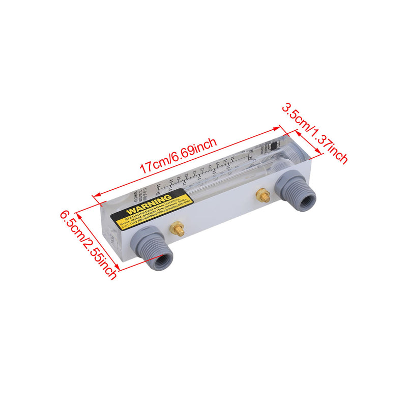 [Australia - AusPower] - CNBTR Panel-Mount Water Flowmeter, Flow Range: 0.05 to 0.5GPM / 0.2 to 2LPM, Liquids Flowmeter with Acrylic Plastic Rectangular Body, Overall Height 170mm 0.05~0.5GPM 