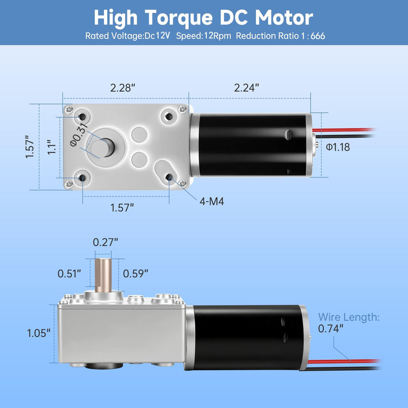 12v Dc Motor 40Rpm 32kg.cm High Torque 8mm D Shape Single Shaft Self-Locking Reversible Dc Worm Gear Motor with Mounting Bracket& Speed Controller for Door Lock System Window Opener and DIY Project 19.2 Watts 40 RPM