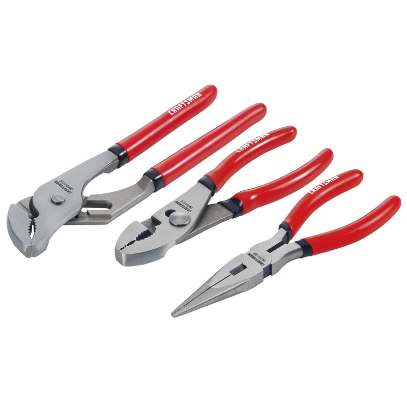 [Australia - AusPower] - CRAFTSMAN Pliers Set, 3 Piece Set, 6 Inch Long Nose, 6 Inch Slip Joint, 8 Inch Groove Joint (CMHT84103R) 