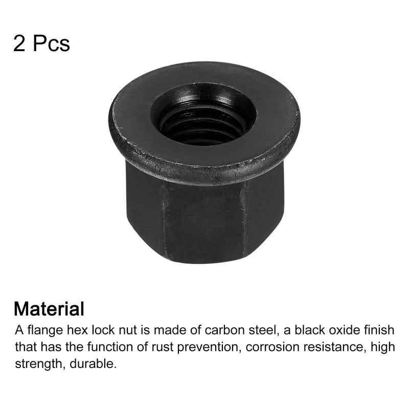 [Australia - AusPower] - uxcell M12 Flange Hex Nuts, 2pcs Grade 12.9 Carbon Steel Black Oxide Finished Hex Flange Nuts for Machinery 2 